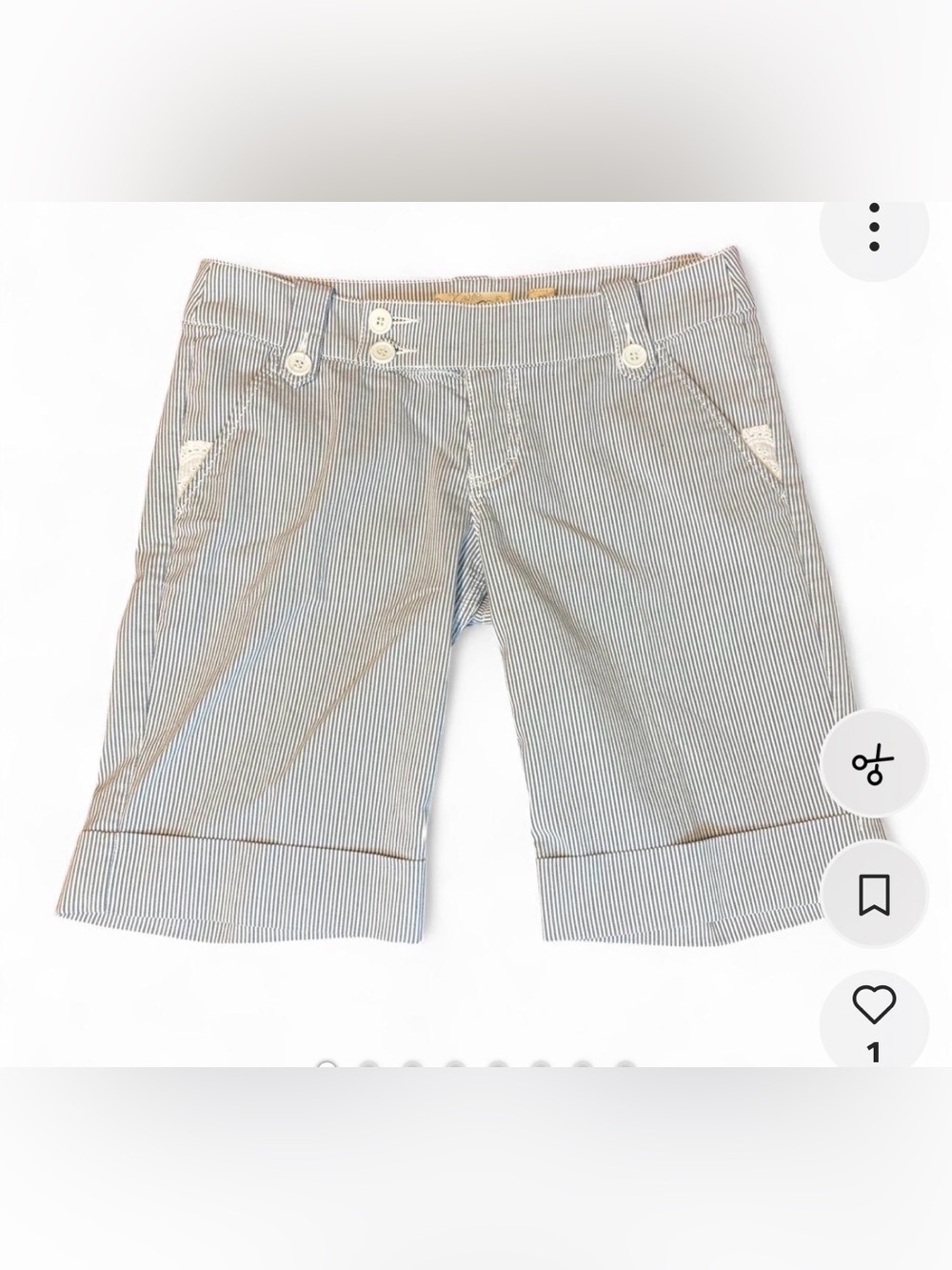 Guess y2k low rise striped shorts with lace detailing, blue & white